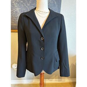 Akris Bergdorf Goodman Black Button Wool Blend Classic Blazer Women’s Size US 8